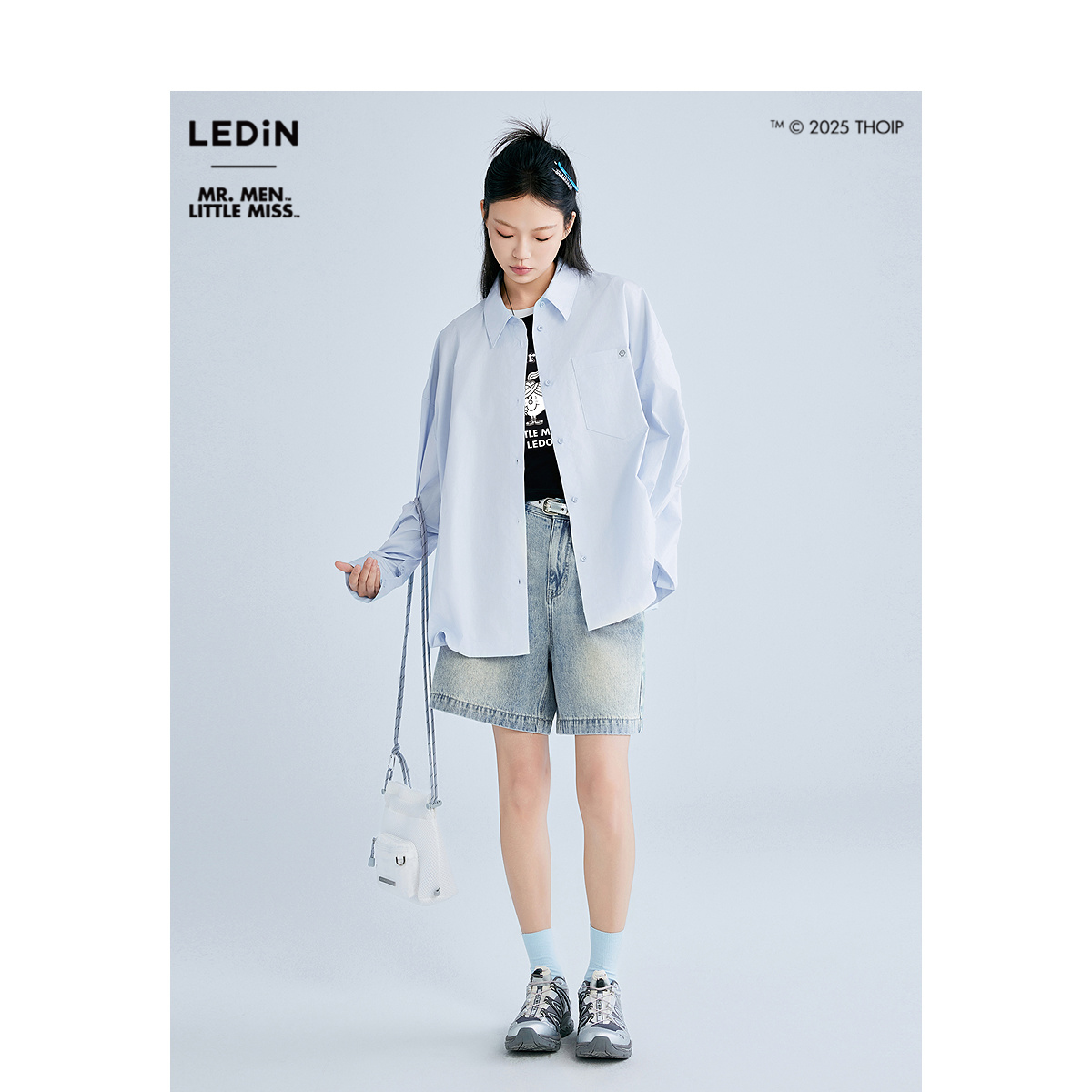 【奇先生妙小姐联名】乐町2025夏季新款宽松印花衬衫C2CAF2170 - 图1