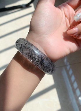 天然黑发晶手镯一物一图