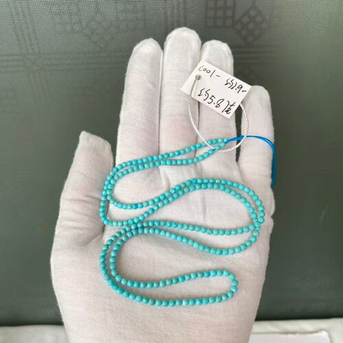 3+MM天然绿松石小米珠项链女diy手工串珠颈链吊坠挂绳毛衣链颈饰 - 图0