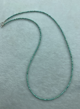 天然无优化绿松石小米珠细项链女