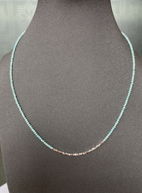 极细原矿绿松石碎银子锁骨项链女