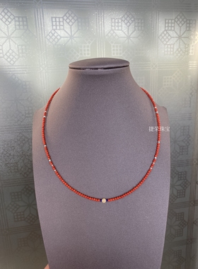 天然南红玛瑙蜜蜡转运珠锁骨项链