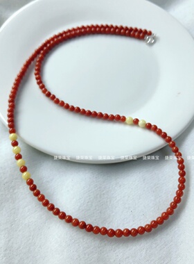 天然南红玛瑙小米珠本命年锁骨链
