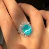 Lumi Jewelry Natural Mozambique Paraiba Ring 18K Gold Diamond Women's Ring Jewelry Customized Neon Blue