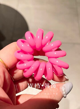 电话线彩色发圈皮筋荧光色螺旋扎头皮筋马尾辫皮套绑头发头绳发绳