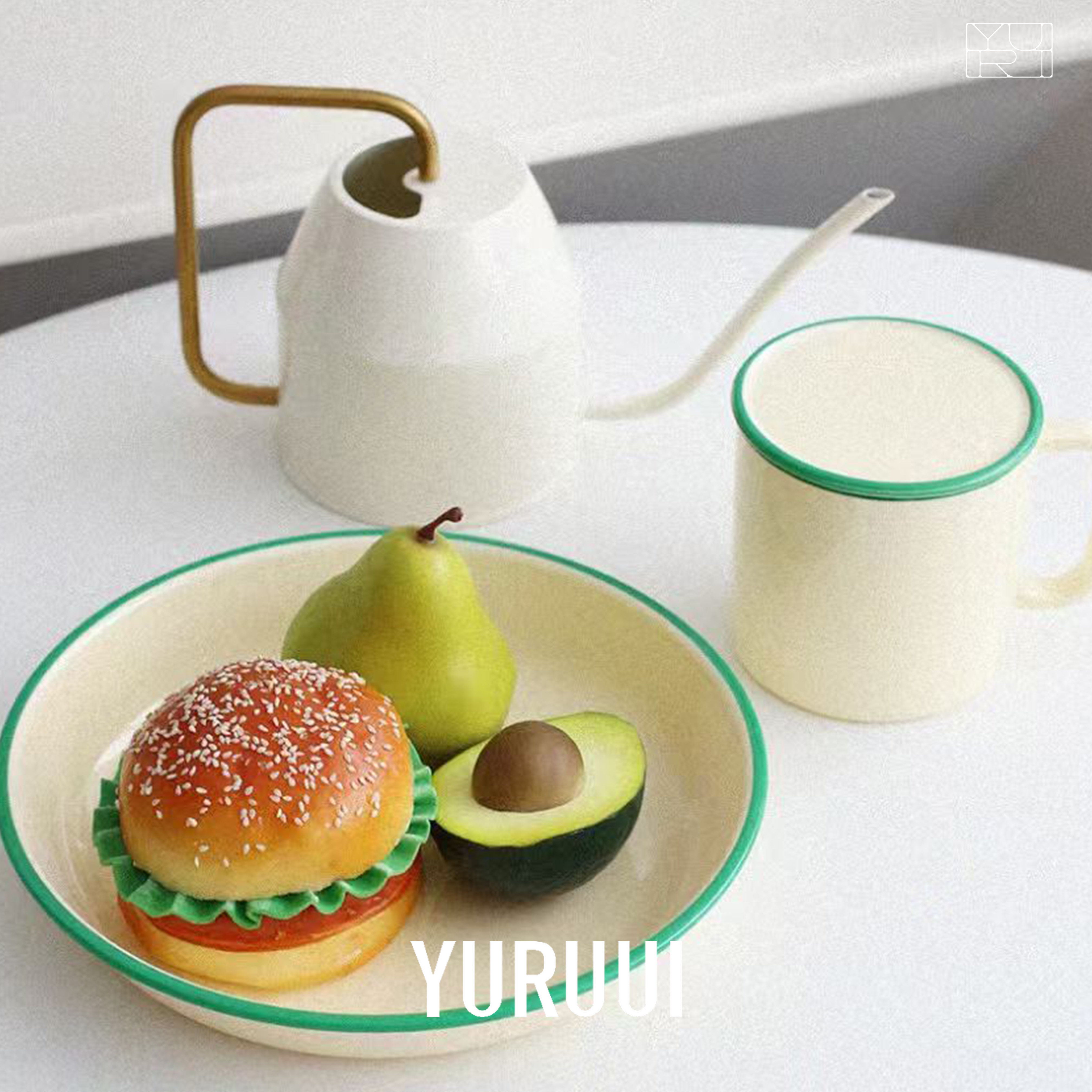 [YURUUI设计师]韩国AWAKENSENSES绿色边缘系列餐具马克杯餐盘碗,淘宝优惠券,粉丝福利购,淘宝优惠卷