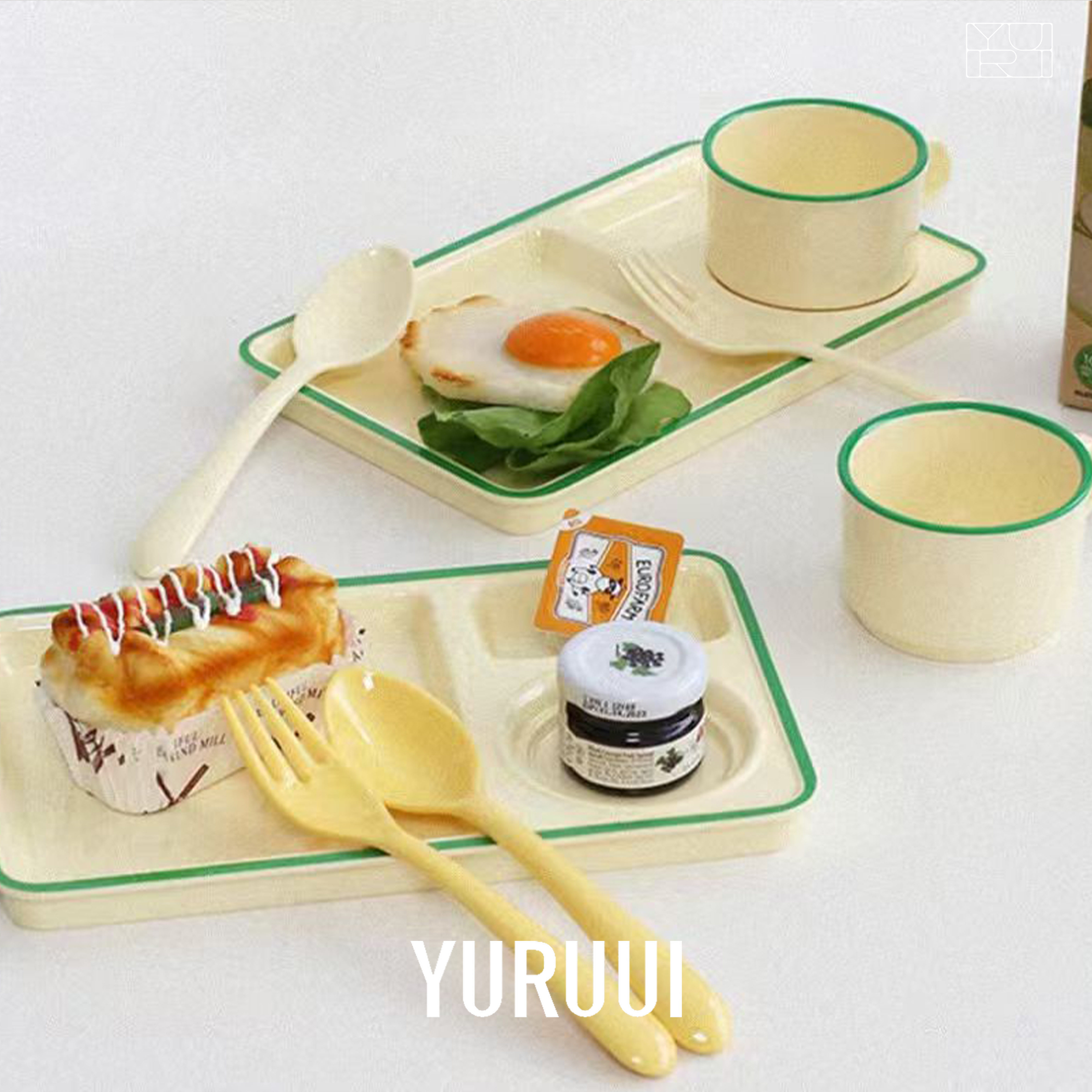 [YURUUI设计师]韩国AWAKENSENSES绿色边缘系列餐具马克杯餐盘碗,淘宝优惠券,粉丝福利购,淘宝优惠卷