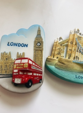 泰国城市风景点mcnets手工树脂冰箱贴英国伦敦电话亭钟楼塔桥新品
