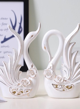 宏赫轻奢陶瓷描金捏花天鹅茶几