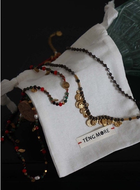 法式手编不掉色圆片片编织中长项链