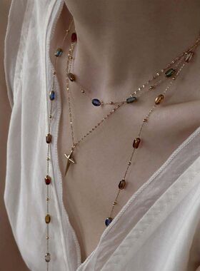 串珠项链长款叠带好看夏季浪漫的饰品项链