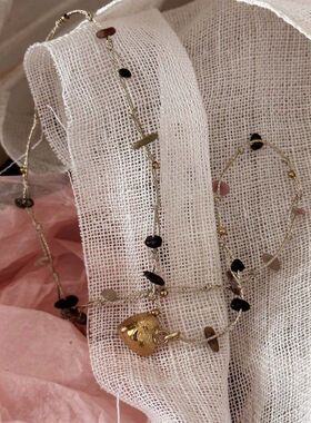 浪漫复古绳编爱心手工串绳串珠项链桃心造型项链