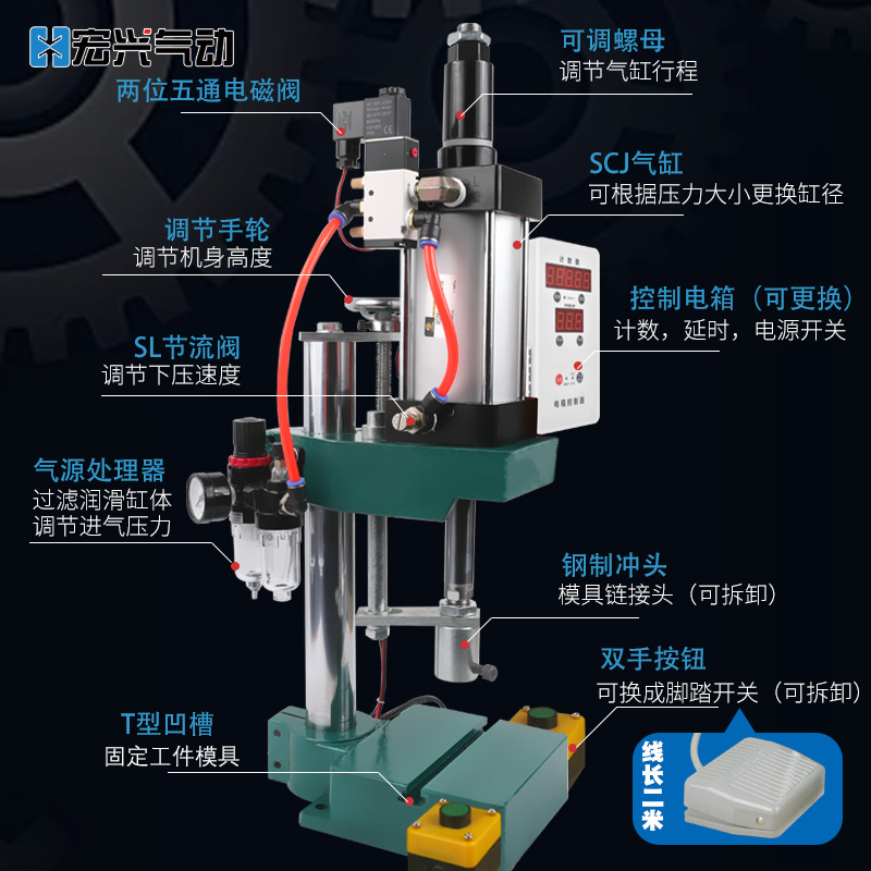 空压气动冲床压力机120/200/300/500公斤1吨小型膏药机商标烫金机 - 图1