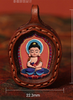 无疆皮壳擦擦纯手工彩绘擦擦唐卡小盒子牛皮缝制立体唐卡画嘎乌盒