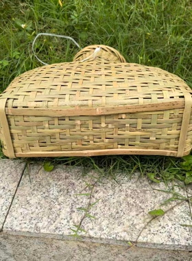 纯手工竹编鱼篓黄鳝笼鱼护巴篓鳝鱼青蛙螃蟹田鸡单间背篓舞台道具