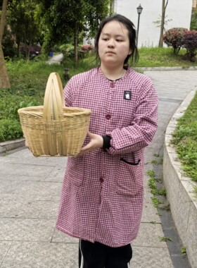 精编金竹圆形竹提篮大小均有