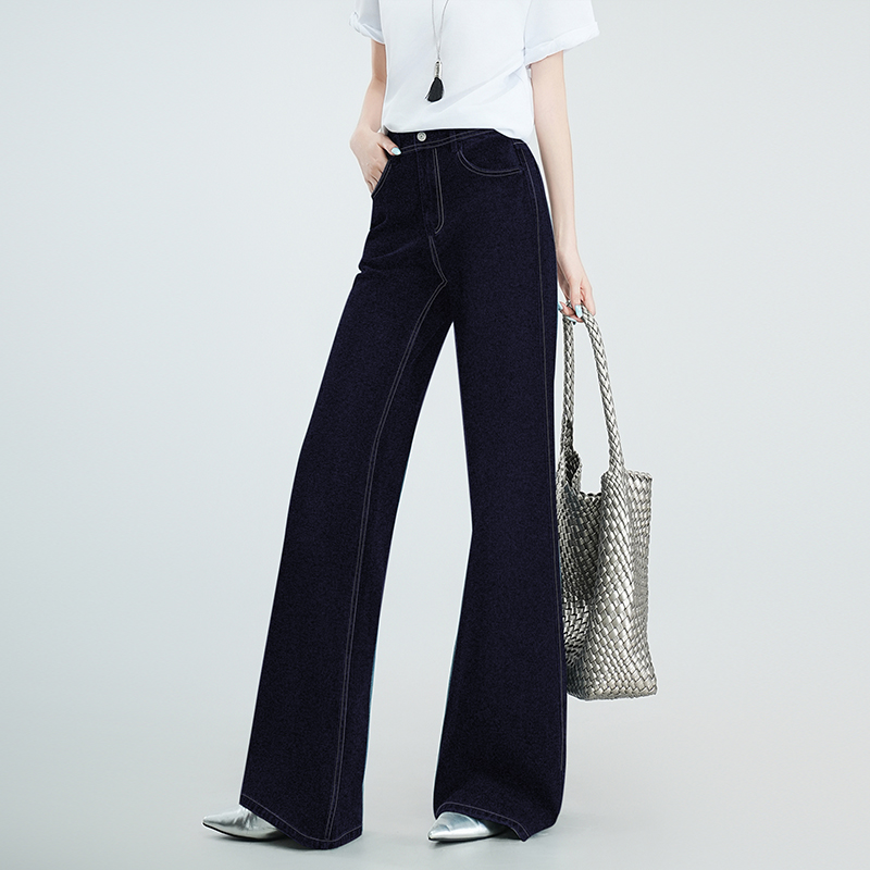 ZONOPOEM佐奴诗超模裤直筒高腰微喇牛仔裤女2025修身不贴腿喇叭裤