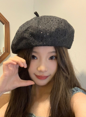 贝雷帽水钻显脸小牛仔画家复古