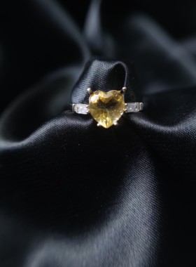 S925纯银女心形戒指气质开口精工