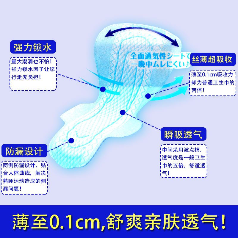 日本花王夜用卫生巾绵柔亲肤舒适透气S35cm13片*超薄1mm*无荧光剂