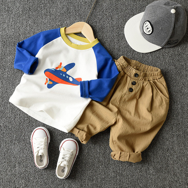 卡通纯棉T恤 儿童插肩袖长袖上衣 男童女童圆领打底衫,淘宝优惠券,粉丝福利购,淘宝优惠卷