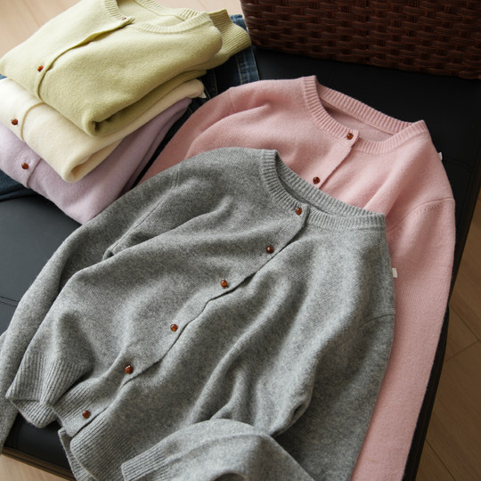 无补 女士针织羊毛衫圆领长袖开衫外套外搭上衣 秋冬女装