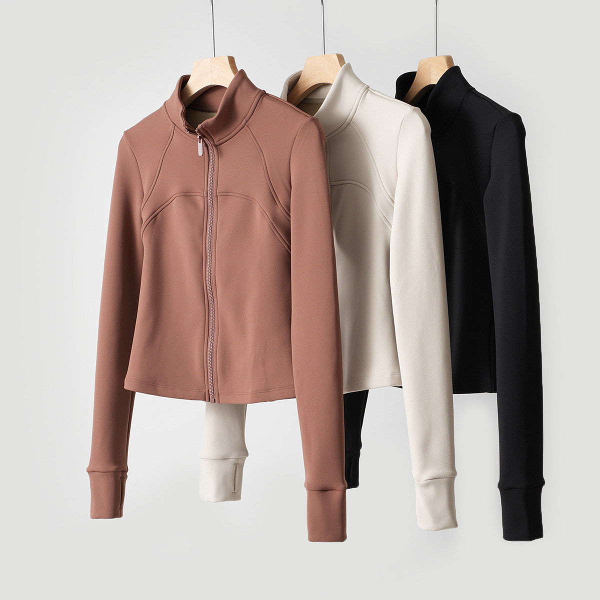 健身系列 女士运动外套 一体绒修身立领拉链开衫 瑜伽跑步 秋冬款,淘宝优惠券,粉丝福利购,淘宝优惠卷