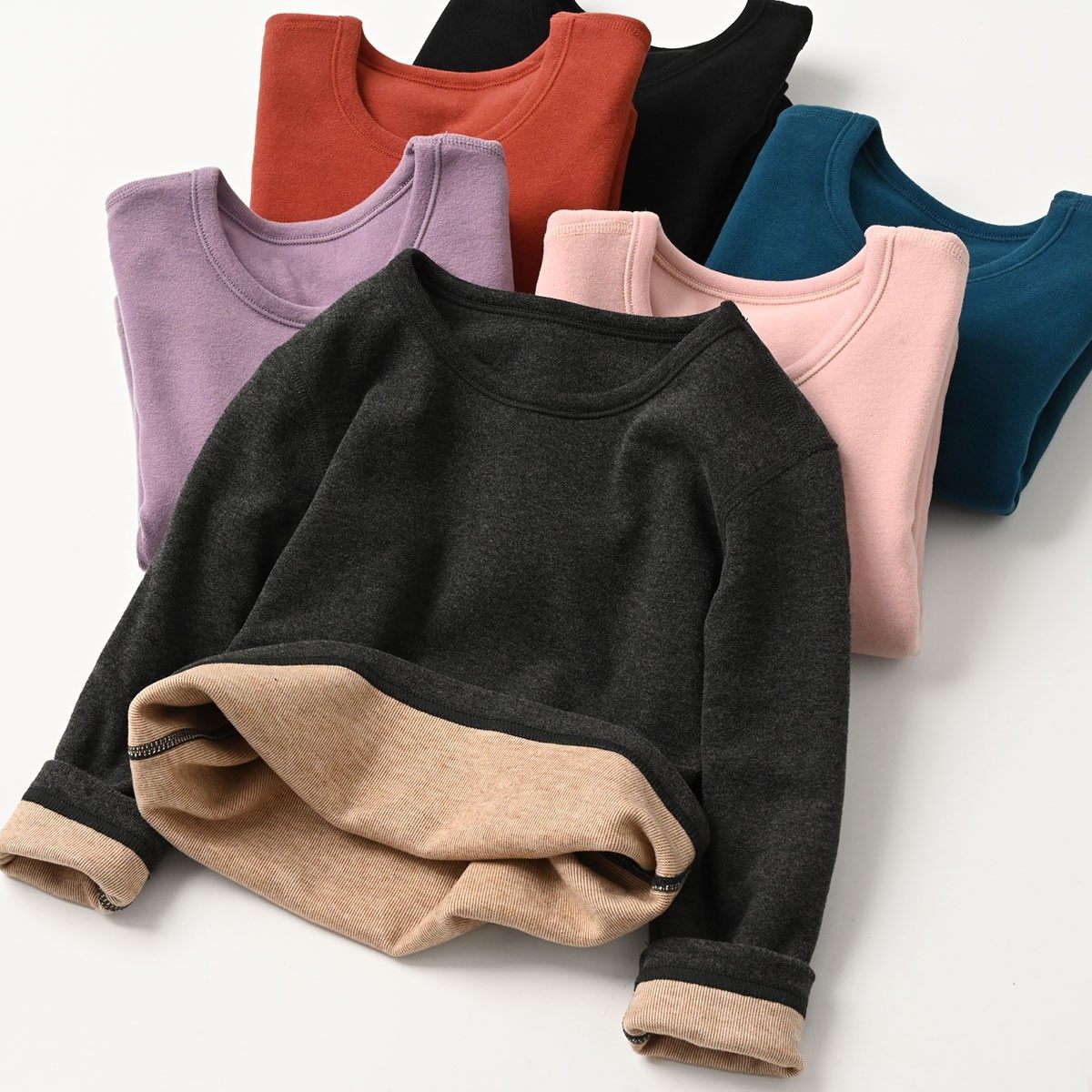 清库 软 儿童双层柔棉长袖T恤 男童女童保暖上衣中大童磨毛秋冬款,淘宝优惠券,粉丝福利购,淘宝优惠卷