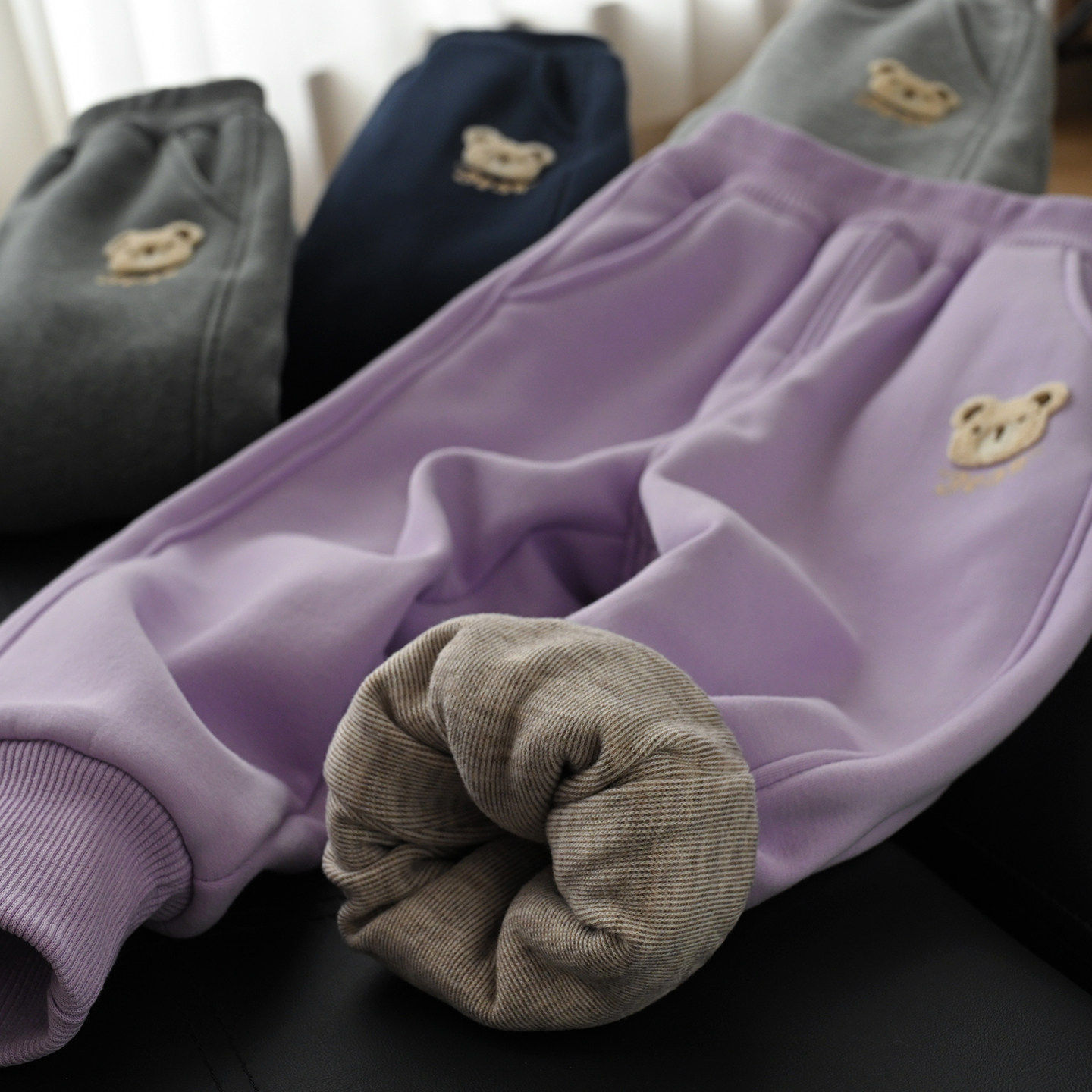 儿童双层加绒卫裤 女童一体绒收口运动裤厚保暖裤 中小童冬款童装,淘宝优惠券,粉丝福利购,淘宝优惠卷