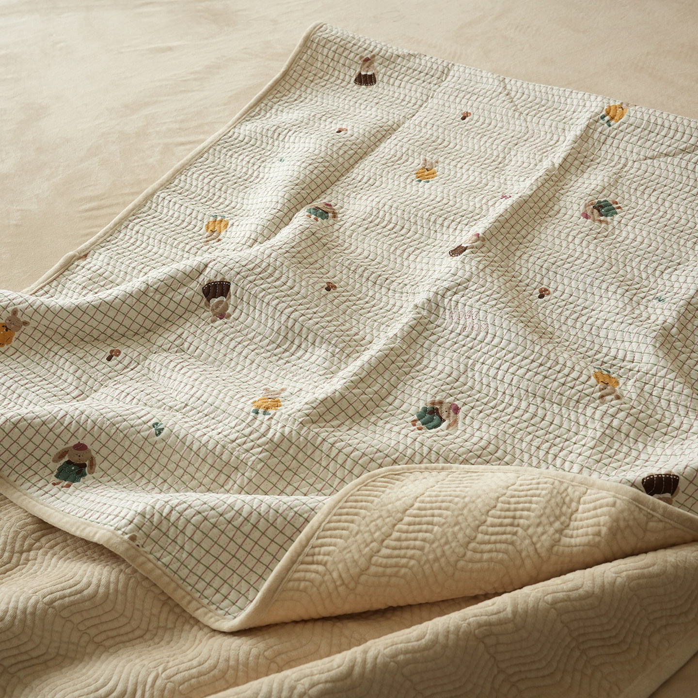 AB双面用 单人绗缝床单全棉床垫 反面宝宝绒学生宿舍可用 四季,淘宝优惠券,粉丝福利购,淘宝优惠卷