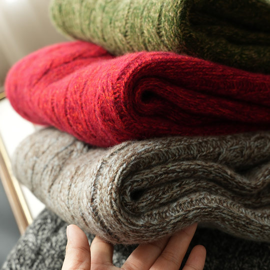 锭纺全羊毛 26支双股纱 女士圆领毛衣 花纱针织保暖打底 冬款