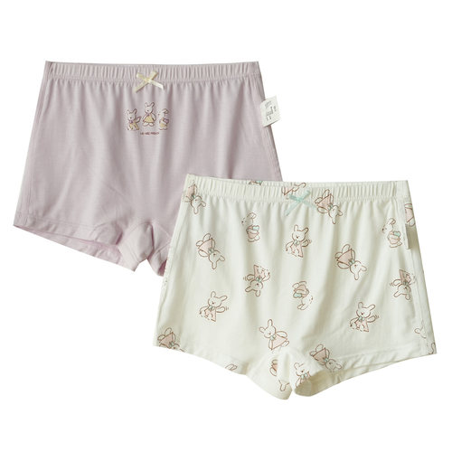 两条装 儿童莫代尔平角内裤 女童双层裆无骨底裤 180中大童四季款 - 图3