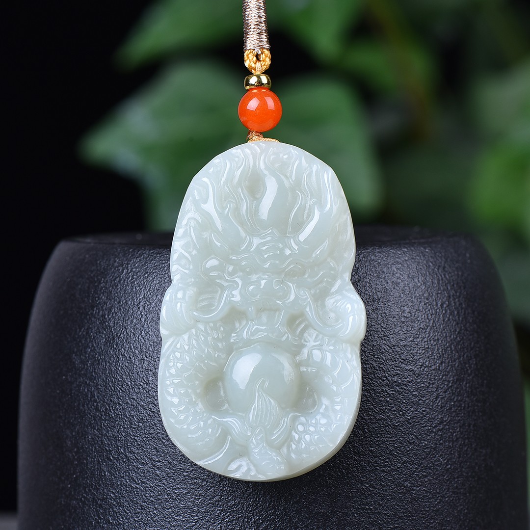 馈赠佳品和田玉老坑料糯白细腻无结构精细雕工吉祥龙牌子挂件1923 - 图0