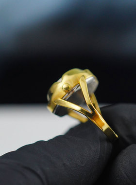 瑞士原装正品Bucherer宝齐莱高奢金手指环戒指钟表复古个性开口式