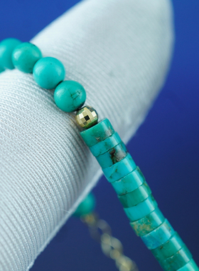 早期欧洲复古匠人手工天然绿松石手链手镯首饰配饰复古个性绝版