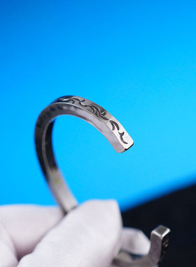 日本轻奢潮牌TOMO-Q纯银silver雕花银条手工手镯手链首饰复古绝版