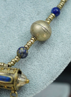 早期欧洲产手工天然青金石首饰复古波西米亚风格个性复古绝版项链