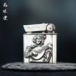 1930年代荷兰纯银宝剑银标名画浮雕抬臂煤油古董打火机烟具绝版稀