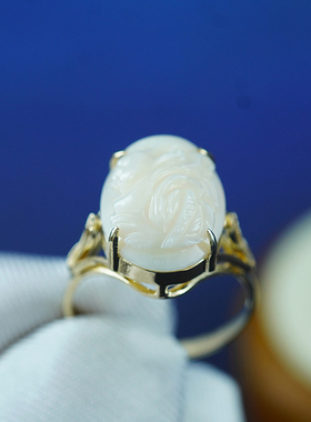 早期欧洲匠人18K纯金750复古精美戒指首饰天然宝石戒托收藏级个性