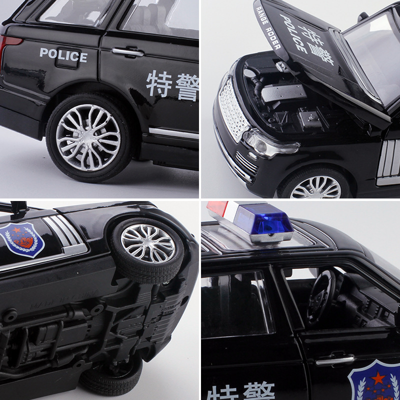 建元1:32路虎揽胜/仿真宝玛警车越野车模型声光回力合金儿童玩具 - 图1