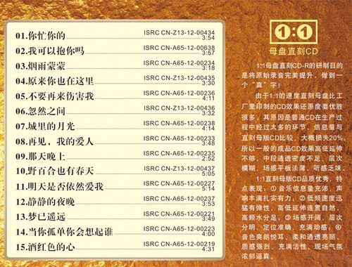 天艺唱片 陈宁你忙我忙 1:1母盘直刻高品质无损HIFI发烧音乐CD - 图0