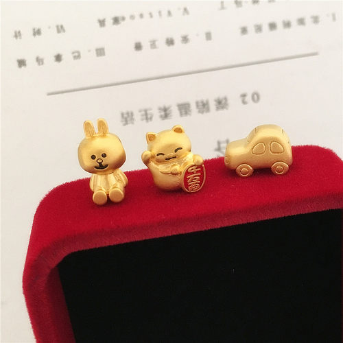 新款越南沙金diy配件四叶草镀金3D元宝仿金DIY散珠手链配龙饰手工 - 图2