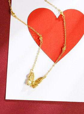 越南沙金花月佳期蝴蝶项链女新品夏季轻奢风久不掉色饰品首饰