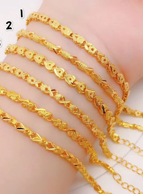 时尚镀金四叶草桃心仿真细手环久