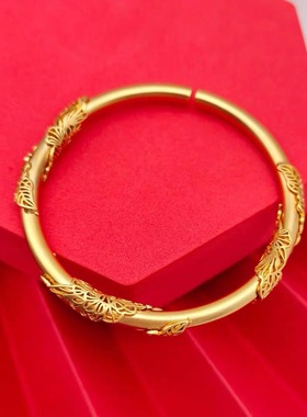女镀金仿黄金开口沙金手镯情侣