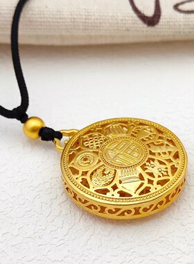 仿金沙金八宝罗盘项链长毛衣链女