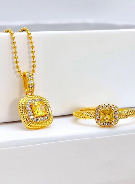 仿黄金女款镀金时尚小方糖戒指