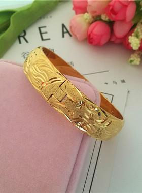 新款婚庆龙凤手镯拍照道具镀沙金婚礼喜庆实心仿真饰品久不褪色