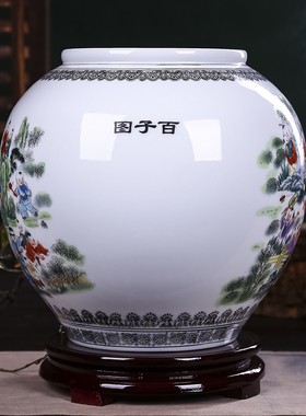 景德镇百子图大号花瓶送底座