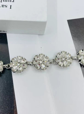 高级感花型水钻金属腰链